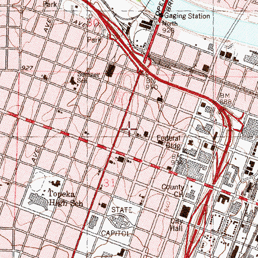 Topographic Map of Calvary Baptist Church, KS