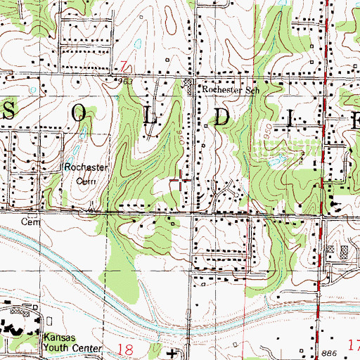 Topographic Map of Topeka Church of the Brethren, KS