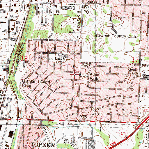 Topographic Map of Pilgrim Missionary Baptist Church, KS