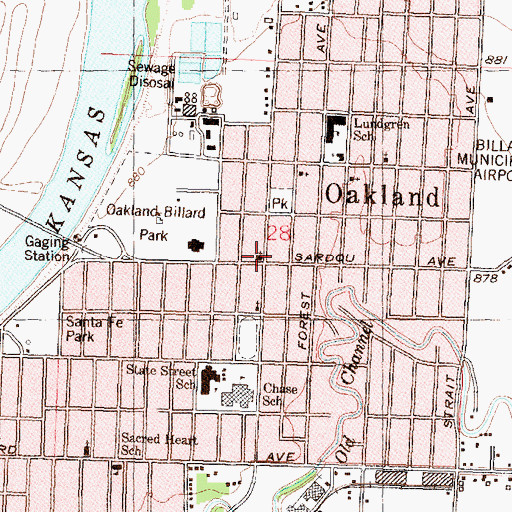 Topographic Map of Oakland United Methodist Church, KS