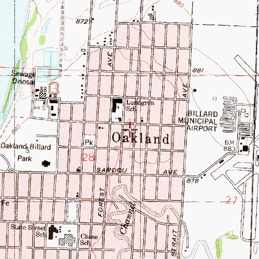 Topographic Map of Oakland Church of the Nazarene, KS