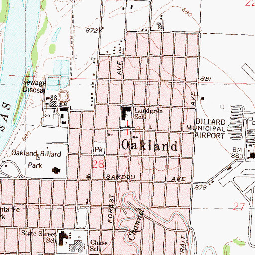 Topographic Map of Oakland Christian Church, KS