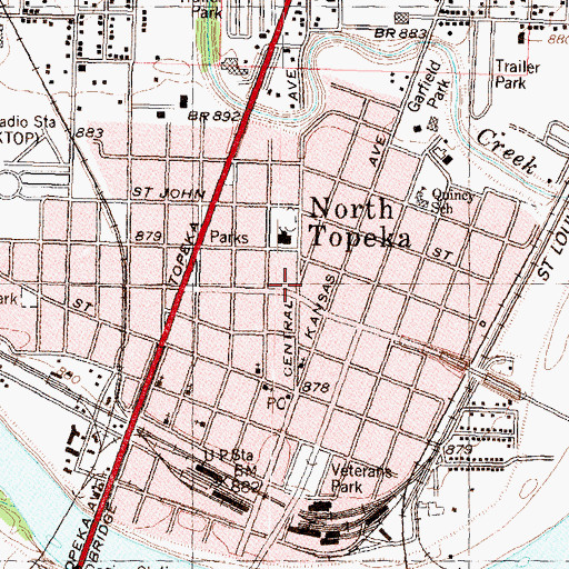 Topographic Map of North Topeka Wesleyan Church, KS