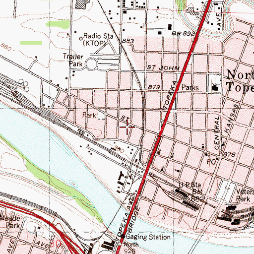 Topographic Map of Mount Olive Primitive Baptist Church, KS