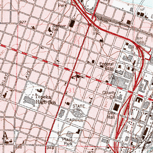 Topographic Map of First United Methodist Church, KS