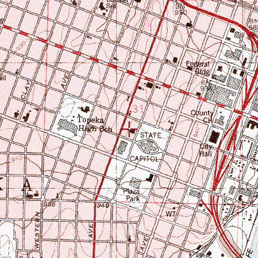 Topographic Map of First Presbyterian Church, KS