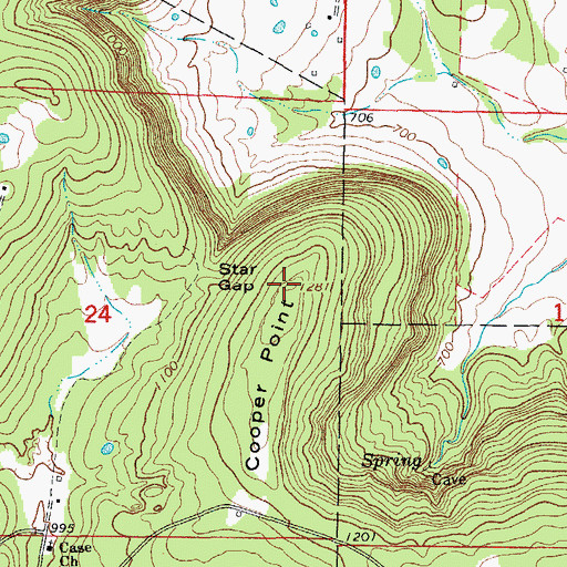 Topographic Map of Cooper Point, AR