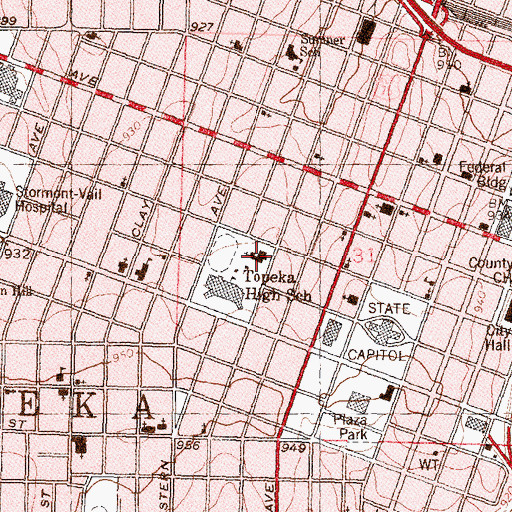 Topographic Map of Grace Episcopal Cathedral, KS