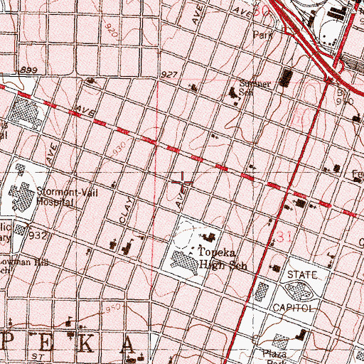 Topographic Map of Jackson Memorial Church of God in Christ, KS