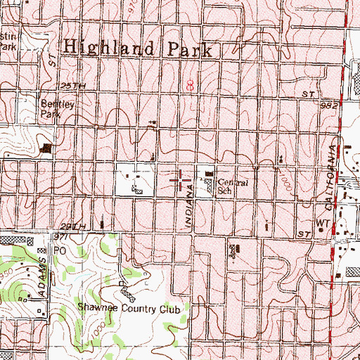Topographic Map of Highland Park Church of God, KS