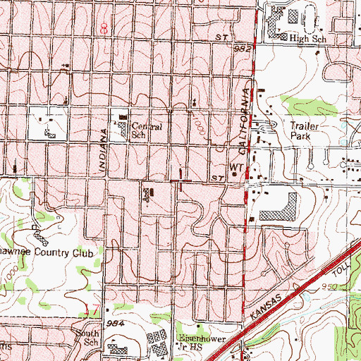 Topographic Map of Highland Park Christian Church, KS