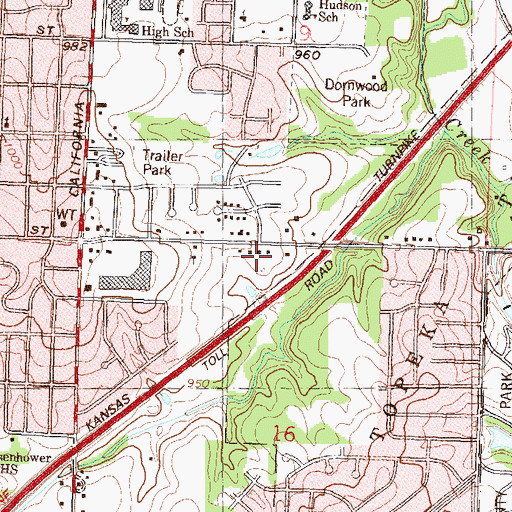 Topographic Map of Highland Park Assembley of God, KS