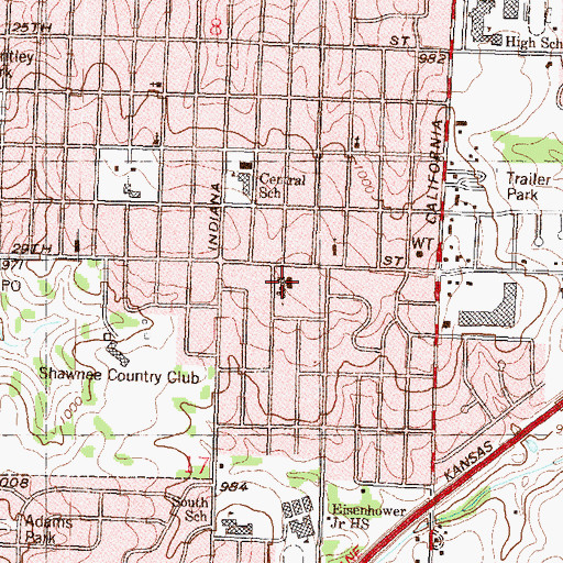 Topographic Map of Highland Park United Methodist Church, KS