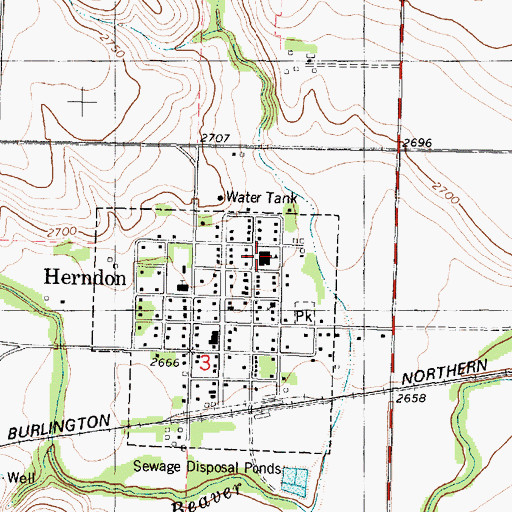 Topographic Map of Herndon Elemmentary School, KS