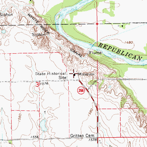 Topographic Map of Pawnee Indian Village, KS