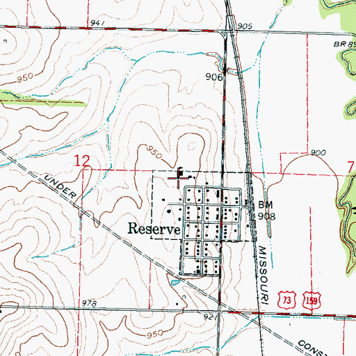 Topographic Map of Reserve Elementary School, KS