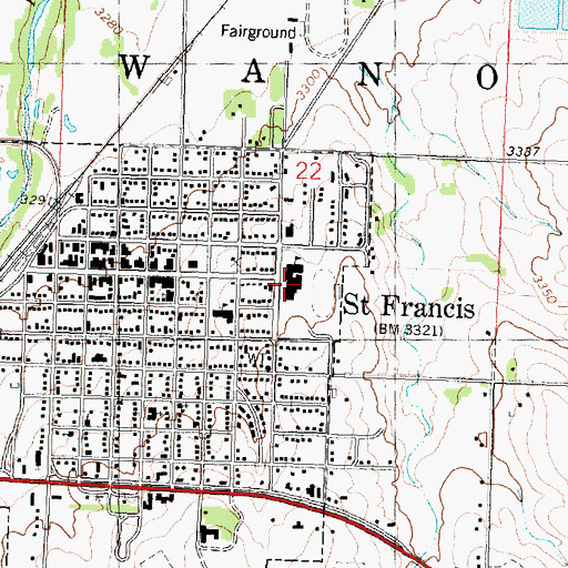 Topographic Map of Saint Francis Junior / Senior High School, KS