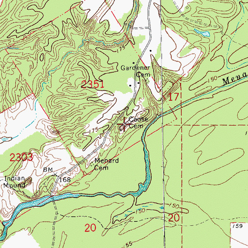 Topographic Map of Coose Cemetery, AR