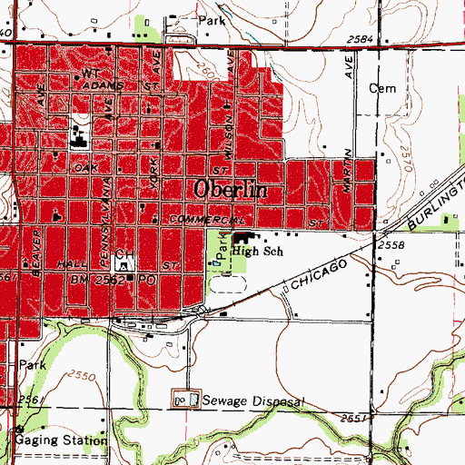 Topographic Map of Decatur Community Junior High School, KS