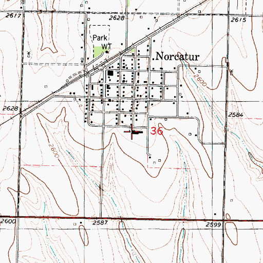 Topographic Map of Norcatur Elementary School (historical), KS