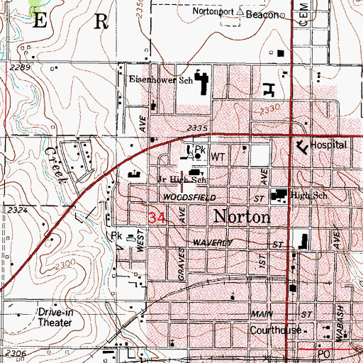Topographic Map of Norton Community High School, KS