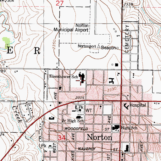 Topographic Map of Eisenhower Elementary School, KS