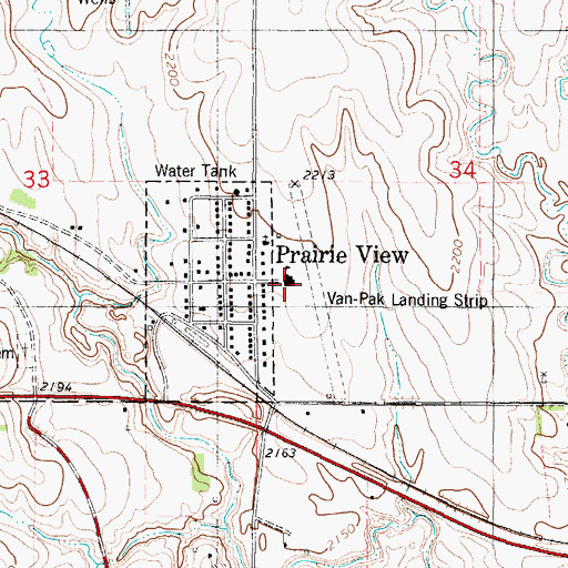 Topographic Map of Prairie View Elementary School, KS