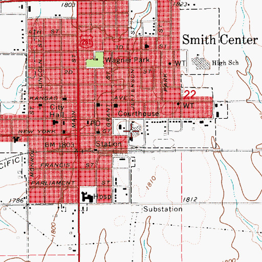 Topographic Map of Smith Center Elementary School, KS