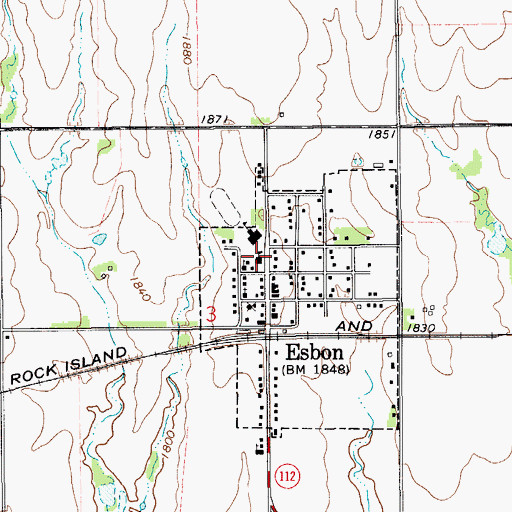 Topographic Map of Esbon Elementary School, KS