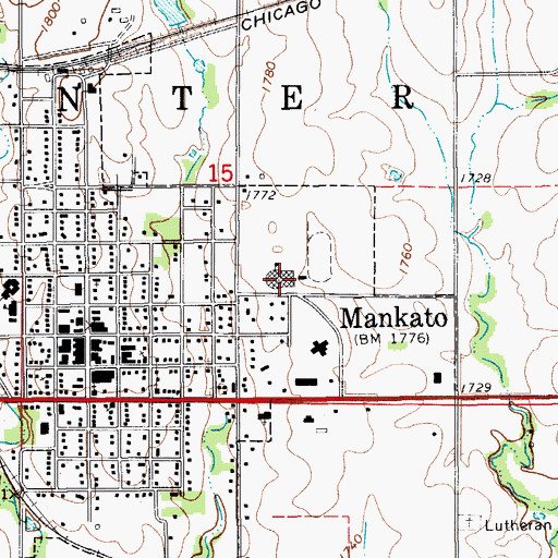 Topographic Map of Rock Hills High School, KS