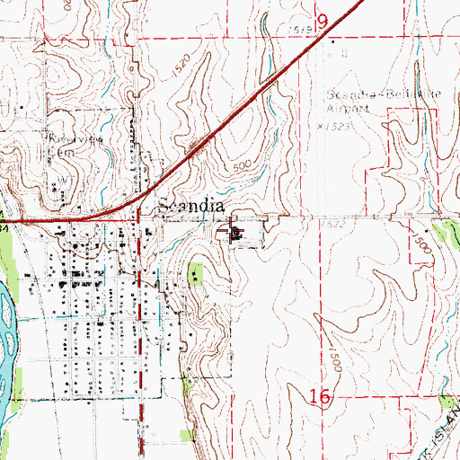 Topographic Map of Pike Valley High School, KS