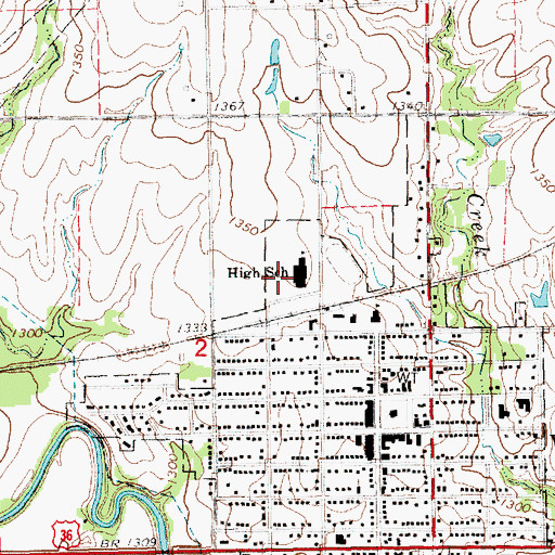 Topographic Map of Washington Elementary School, KS