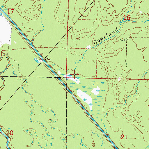 Topographic Map of Copeland Ridge Branch, AR