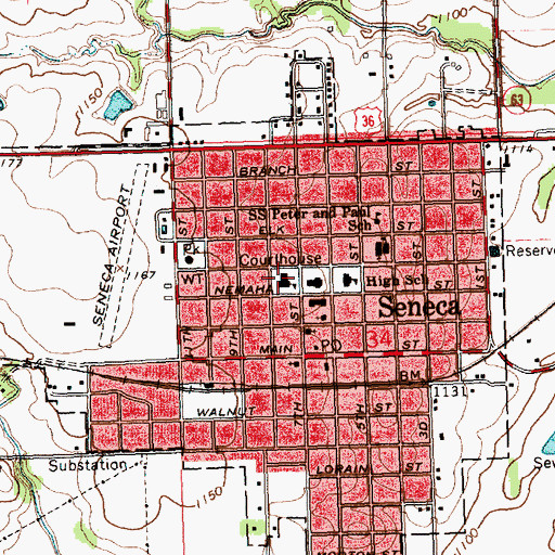 Topographic Map of Seneca Grade School, KS