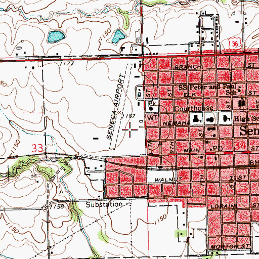 Topographic Map of Nemaha Valley Elementary and Middle School, KS