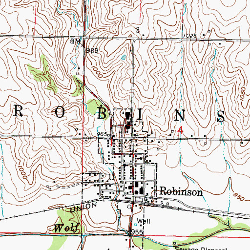 Topographic Map of Robinson Middle School (historical), KS