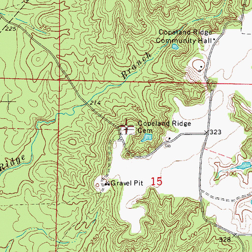 Topographic Map of Copeland Ridge Cemetery, AR