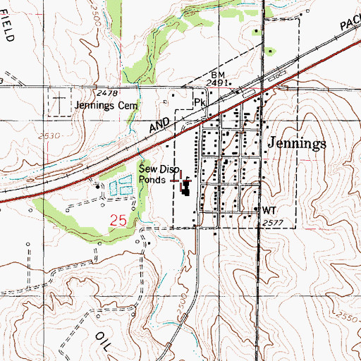 Topographic Map of Jennings Elementary School, KS