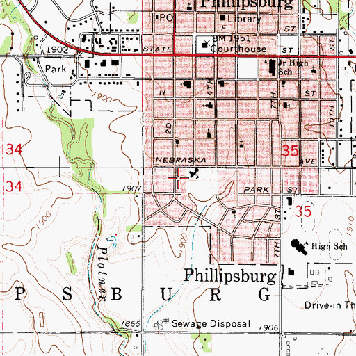 Topographic Map of South Elementary School, KS