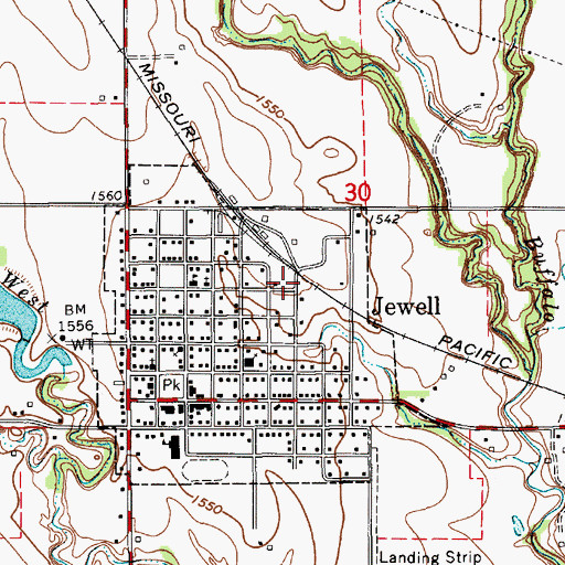 Topographic Map of Jewell Elementary School, KS