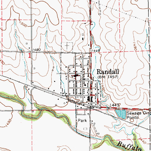 Topographic Map of Randall Elementary School, KS