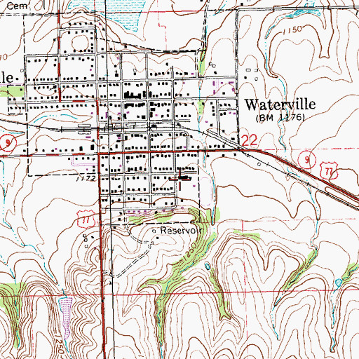 Topographic Map of Valley Heights Elementary School - Waterville, KS
