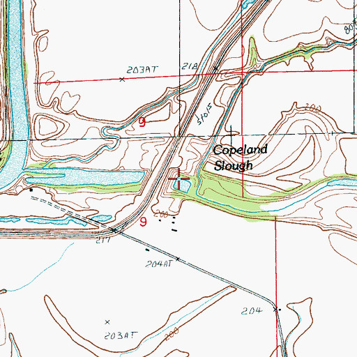 Topographic Map of Copeland Slough, AR