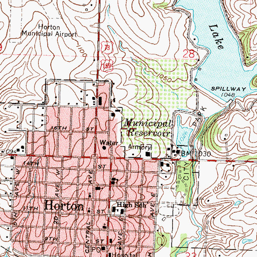 Topographic Map of Horton Elementary School, KS