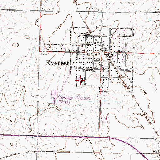 Topographic Map of Everest Middle School, KS