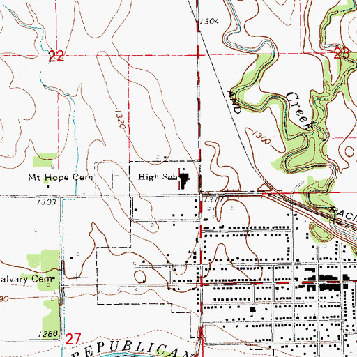 Topographic Map of Clifton - Clyde High School, KS