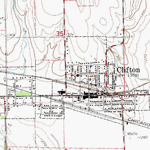 Topographic Map of Clifton - Clyde Grade School, KS