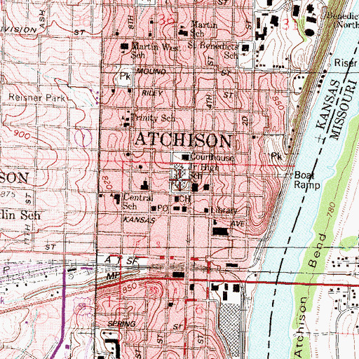 Topographic Map of Atchison Middle School, KS