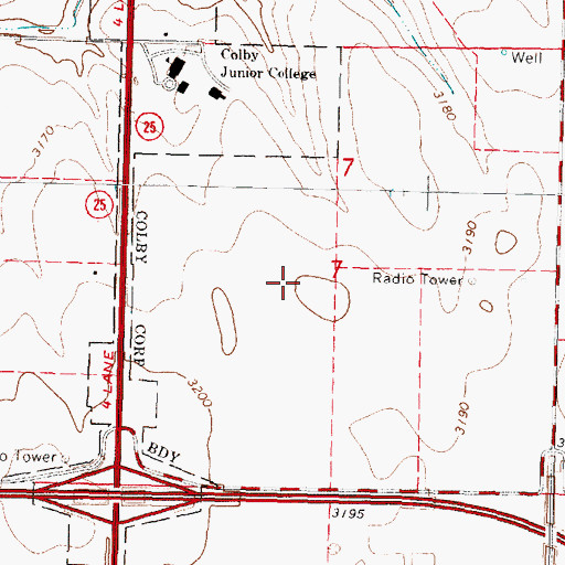 Topographic Map of Colby High School, KS