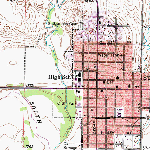 Topographic Map of Stockton High School, KS